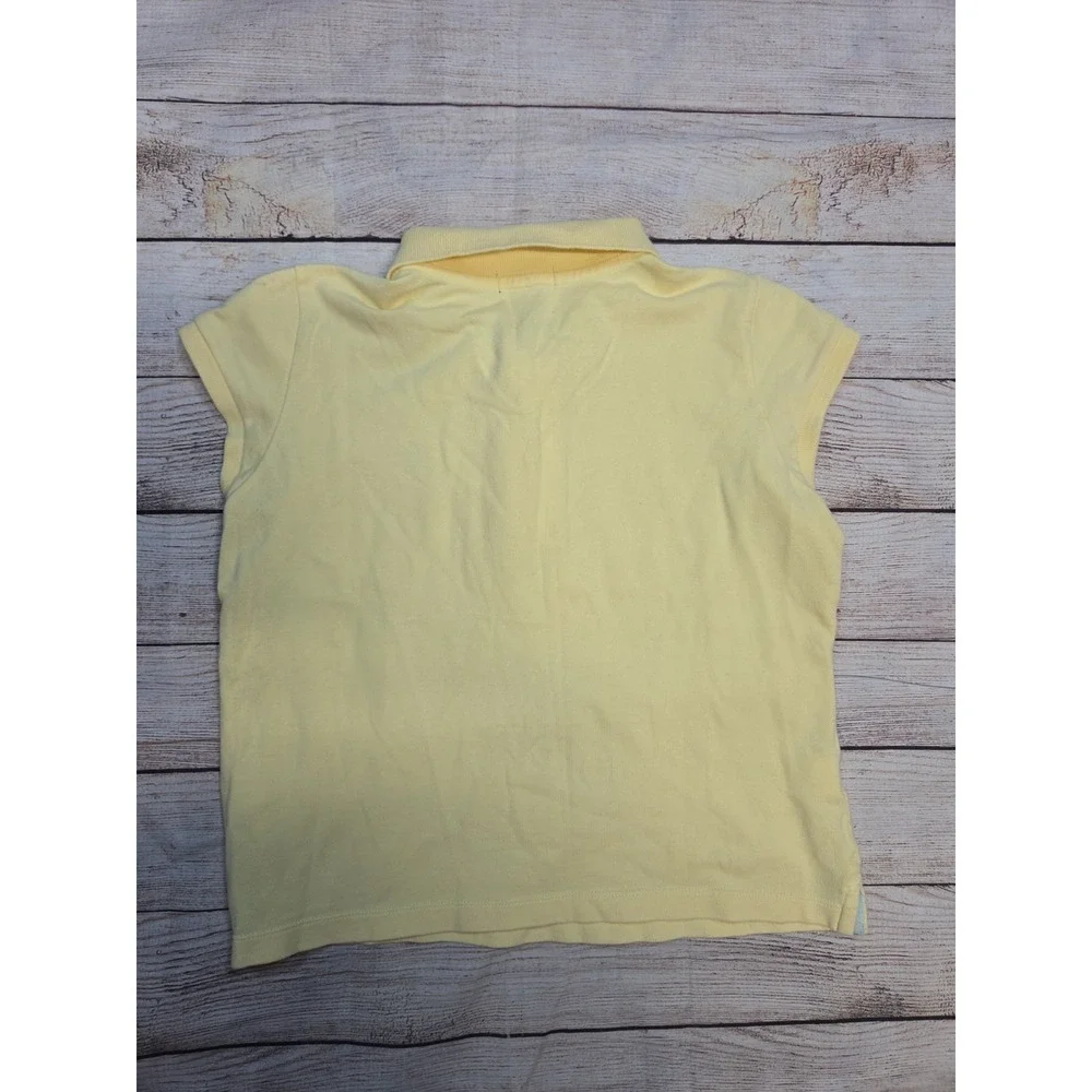 Ralph Lauren Girl's Polo Shirt Size XL Cap Sleeve Yellow Logo Light Blue Pony